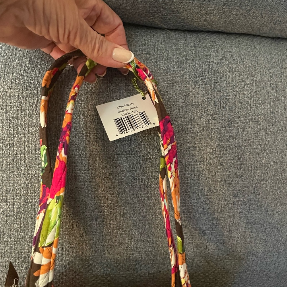 Vera Bradley retired Little Mandy English Rose Vibrant Floral Tote Bag - Picture 3 of 6